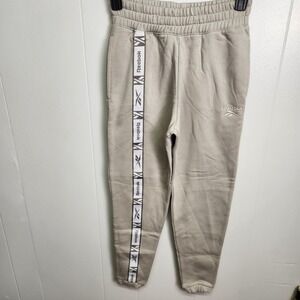 Reebok Tape‎ Pack Pants Womens XS Moonstone Gray Side Stripe Logo Joggers HA5733